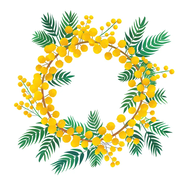 Elegant Yellow Flower Wreath with Green Leaves