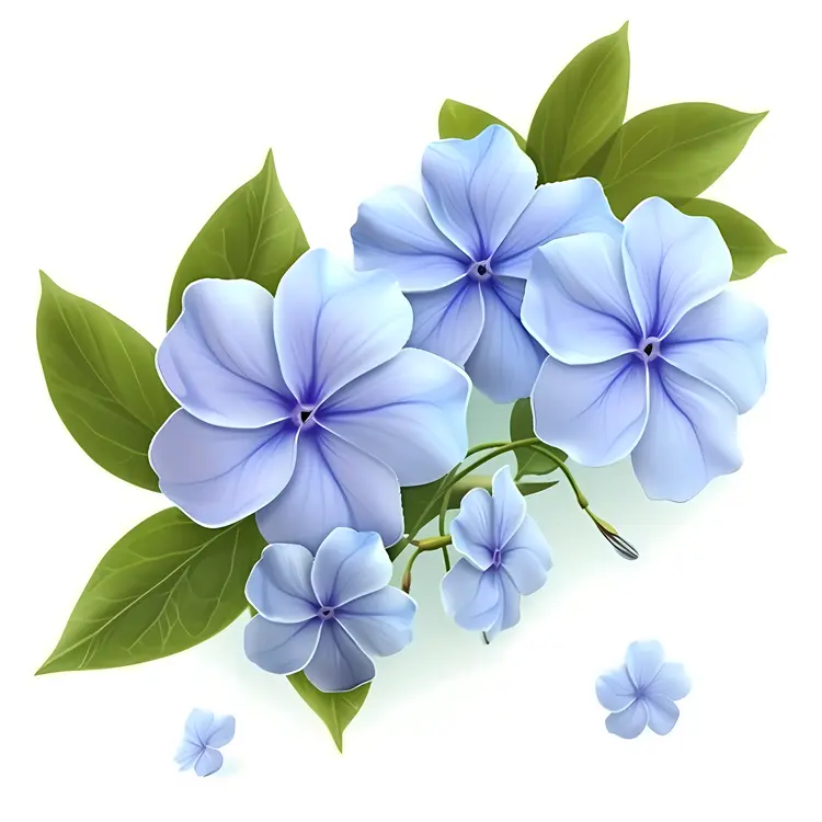 Blue Flowers with Green Leaves
