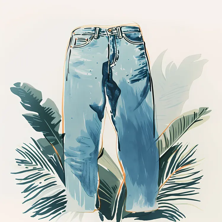 Blue Jeans with Green Leaves