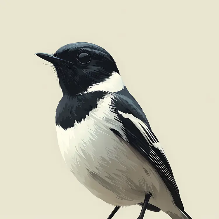 Black and White Bird Cartoon Illustration