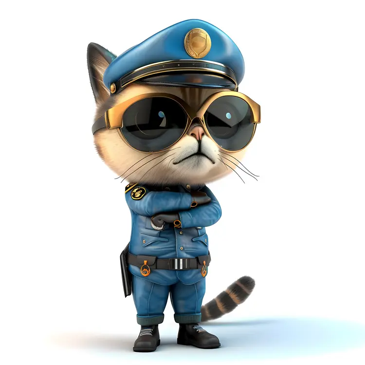 Cat in Police Uniform