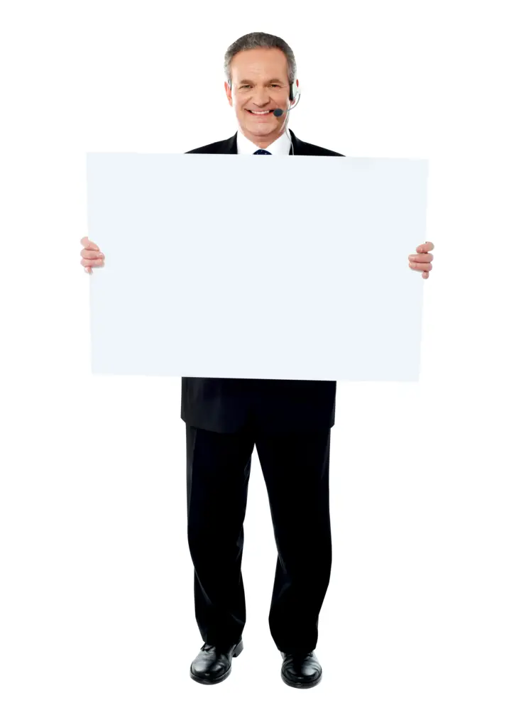 Man Holding Blank Sign While Standing