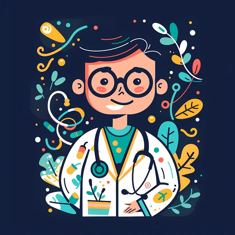Cute Doctor Illustration with Stethoscope and Glasses