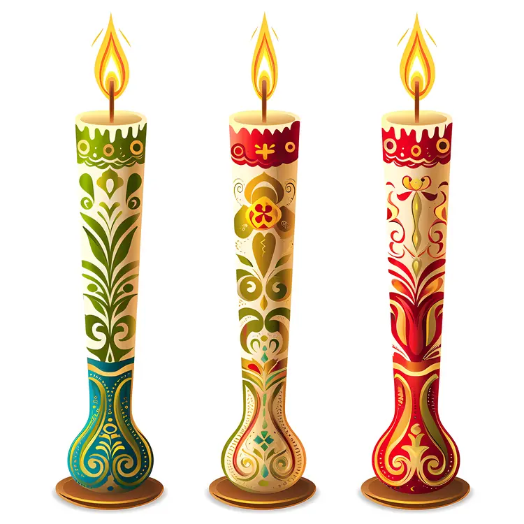 Beautiful Decorative Candles with Floral Patterns