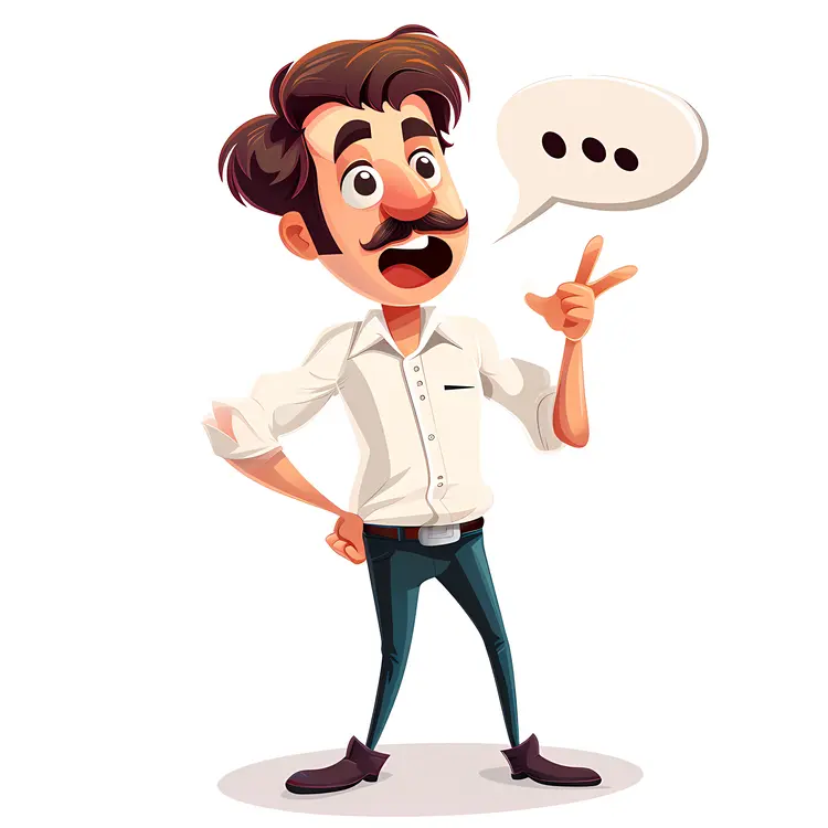 Cartoon Man with Speech Bubble