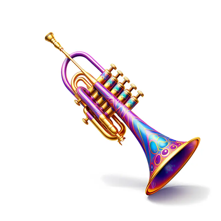 Colorful Trumpet with Mardi Gras Colors