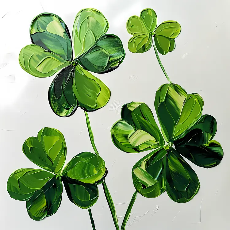 Green Three-leaf Clovers Painting