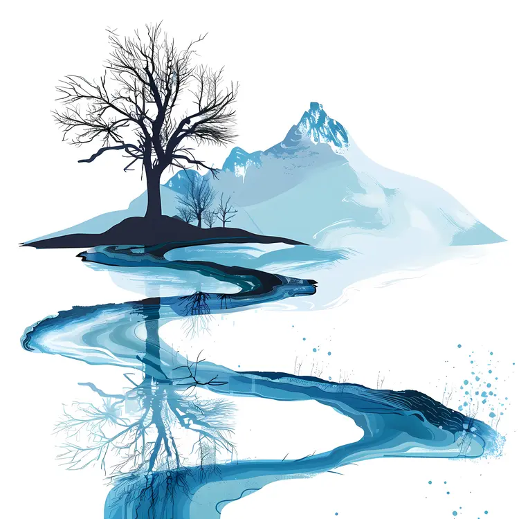 Winding River with Tree