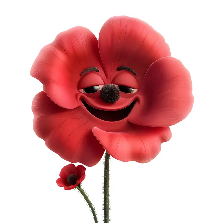 Red Cartoon Flower with a Smile