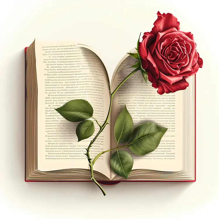 Red Rose on Open Book