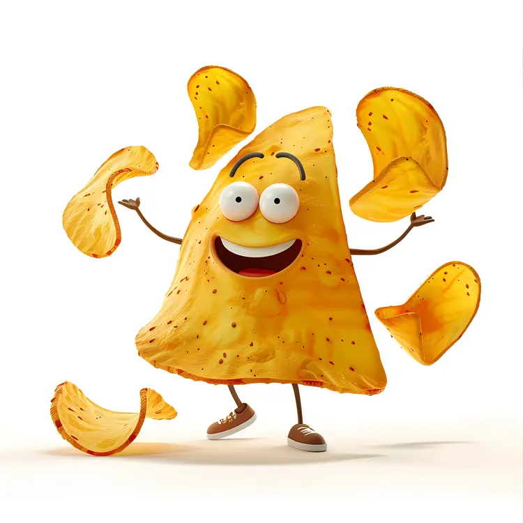 Happy Animated Nacho Chip with Cheese
