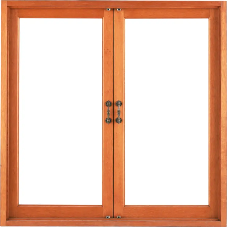 Wooden Window Frame with Glass Panels