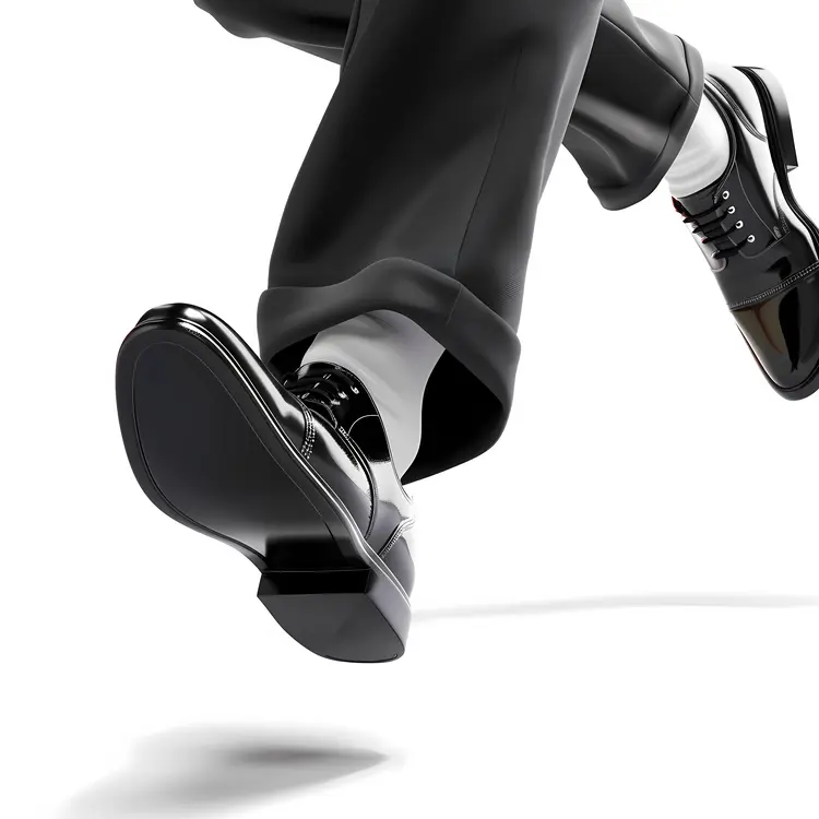 Shiny Black Formal Shoes in Motion