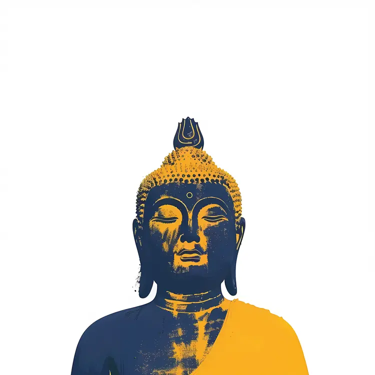 Blue and Yellow Buddha Statue Illustration