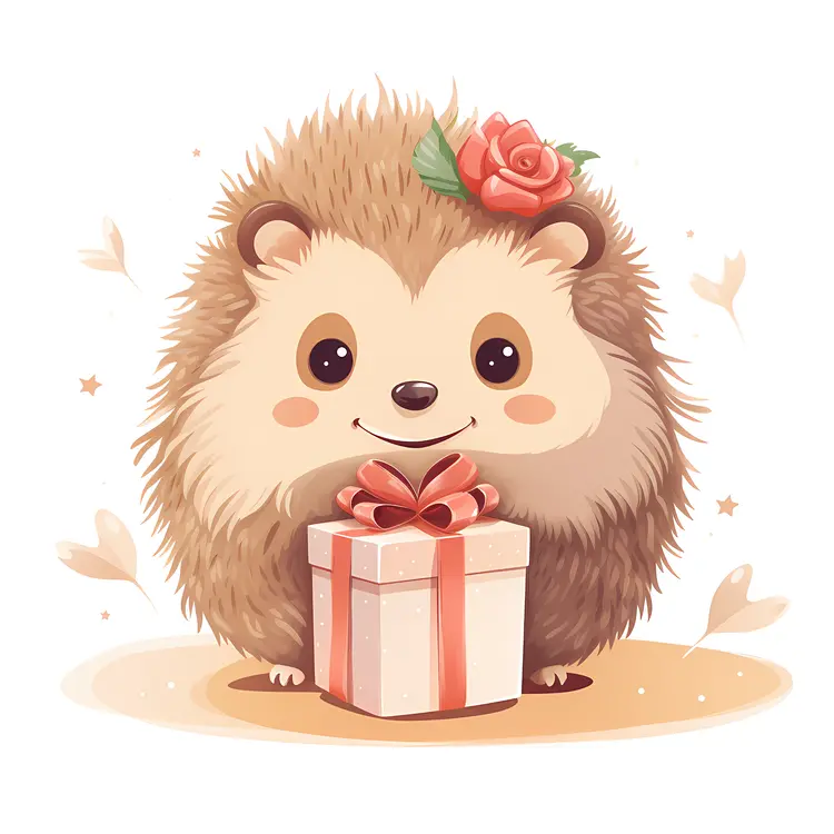 Cute Hedgehog with Gift