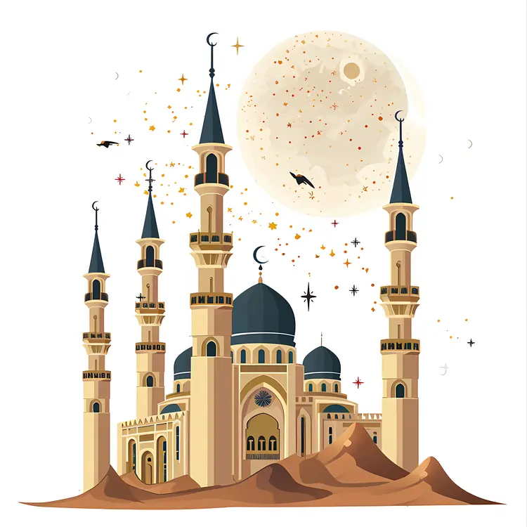 Desert Mosque with Minarets