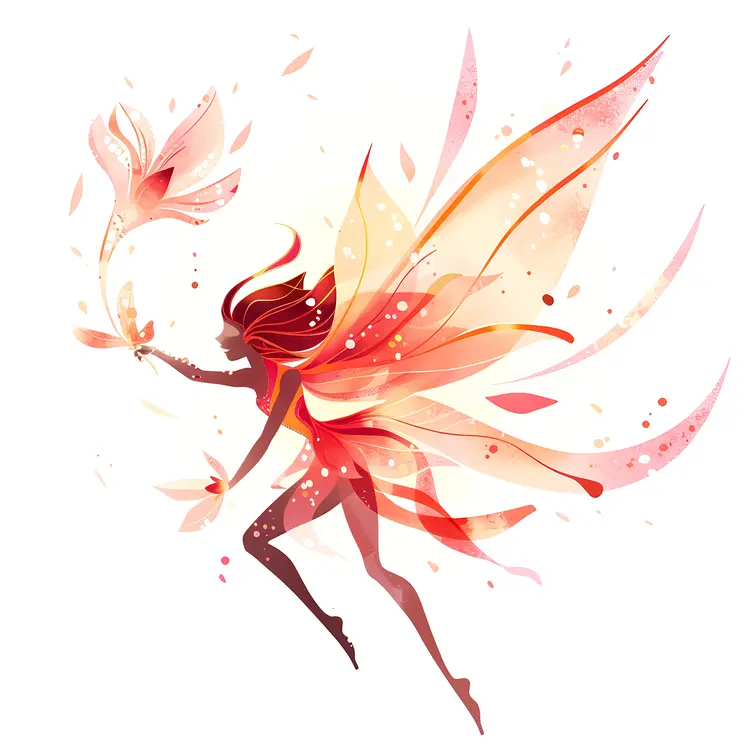 Red and Orange Fairy with Flower