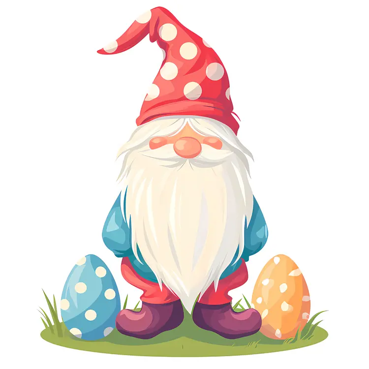 Gnome Holding Easter Eggs