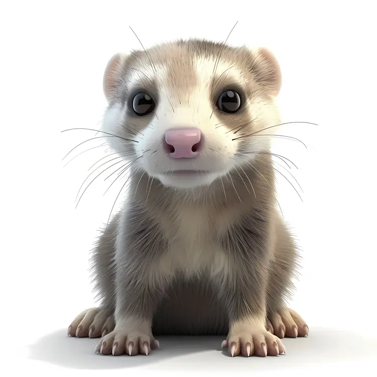 Cute Ferret Sitting and Looking Forward