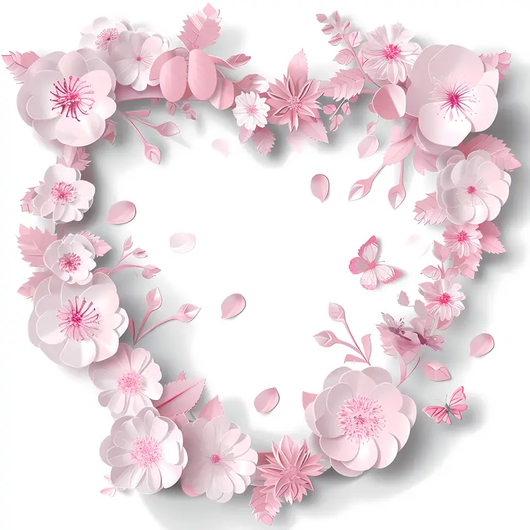 Heart-Shaped Floral Wreath with Pink Blossoms