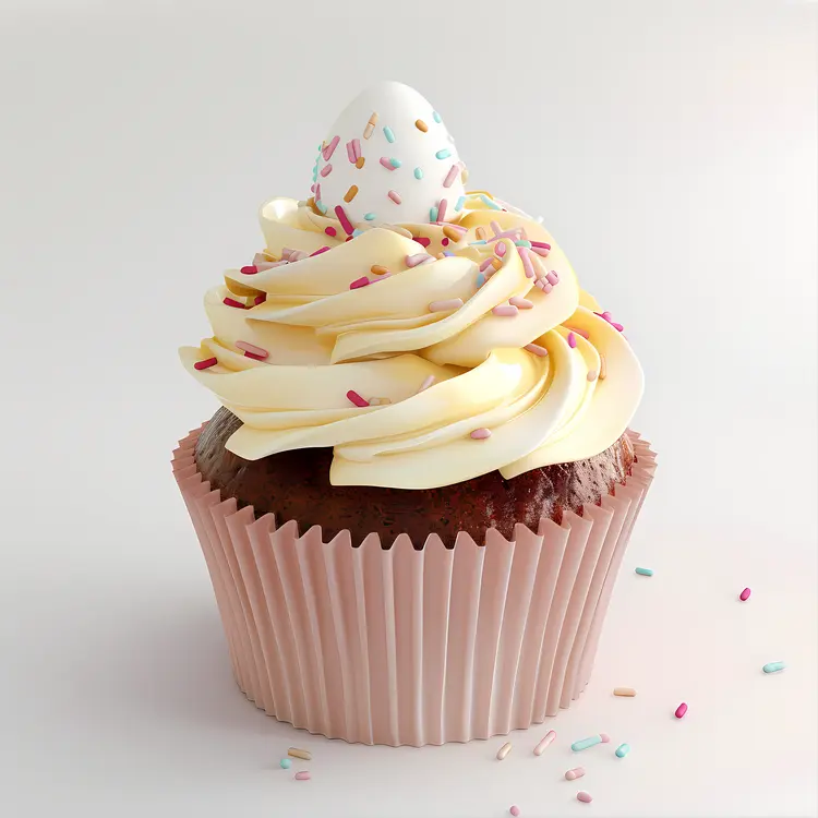 Cupcake with Sprinkles and Easter Egg