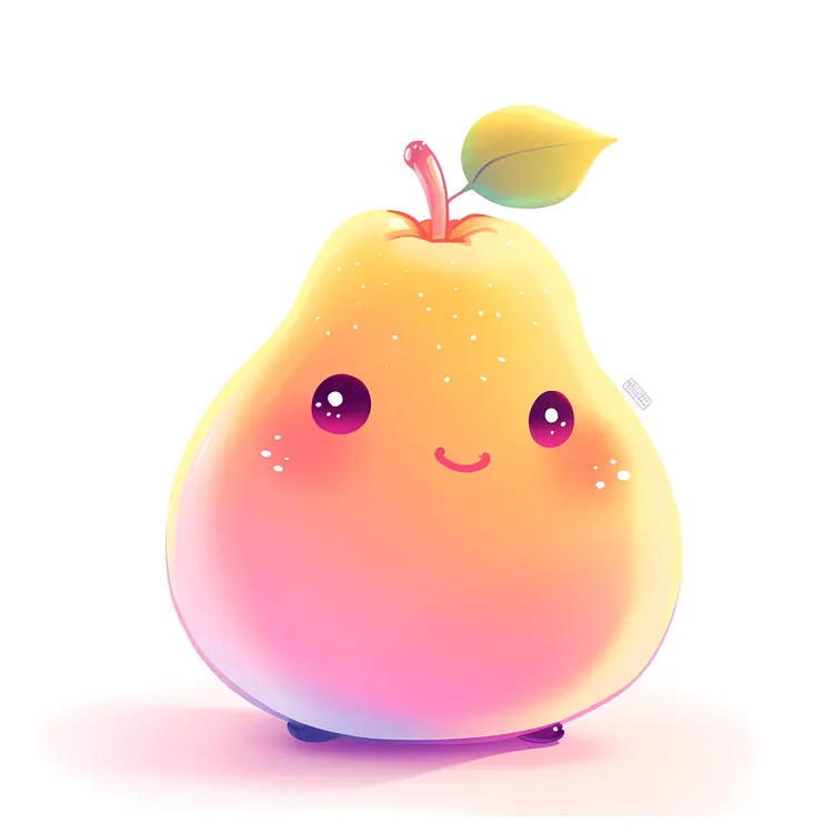 Colorful Pear with Cute Face