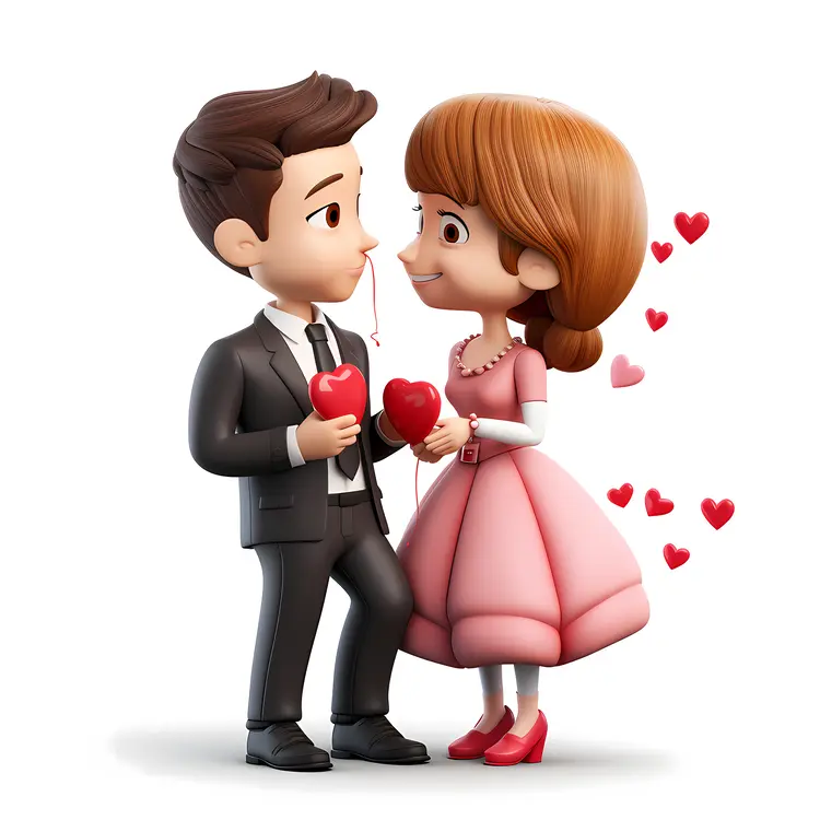 Couple Holding Hearts