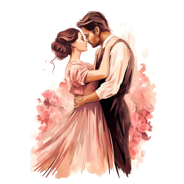 Romantic Couple with Flowers