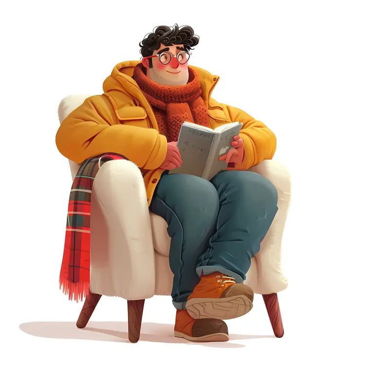 Man Reading in Cozy Winter Clothes