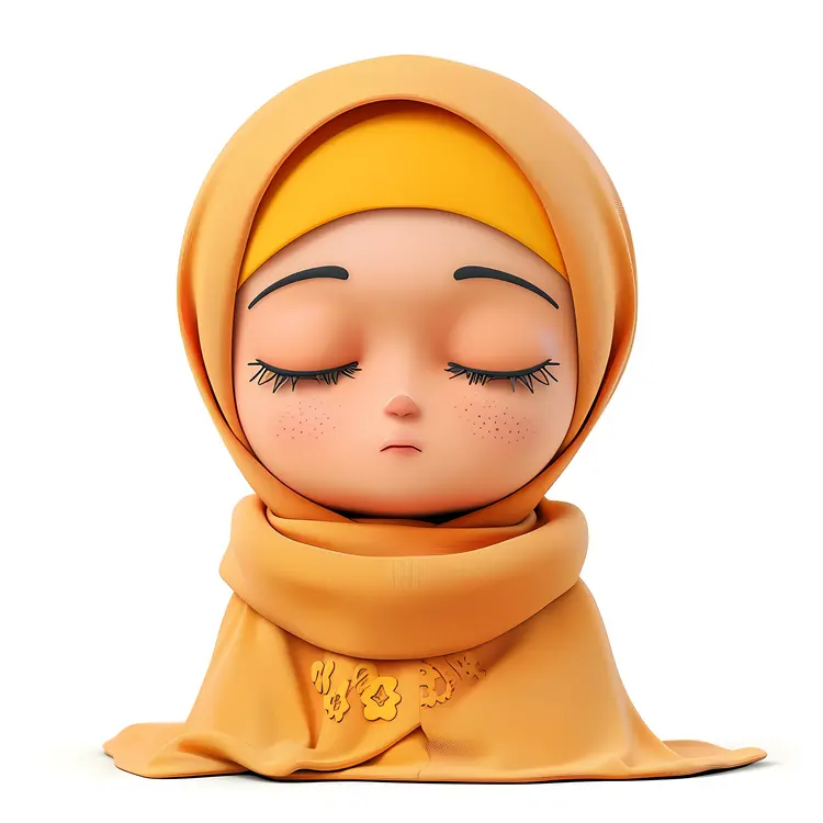 Praying Girl with Hijab and Closed Eyes