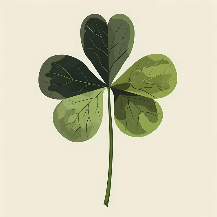 Detailed Four-Leaf Clover Illustration