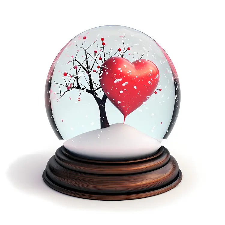 Heart Snow Globe with Tree