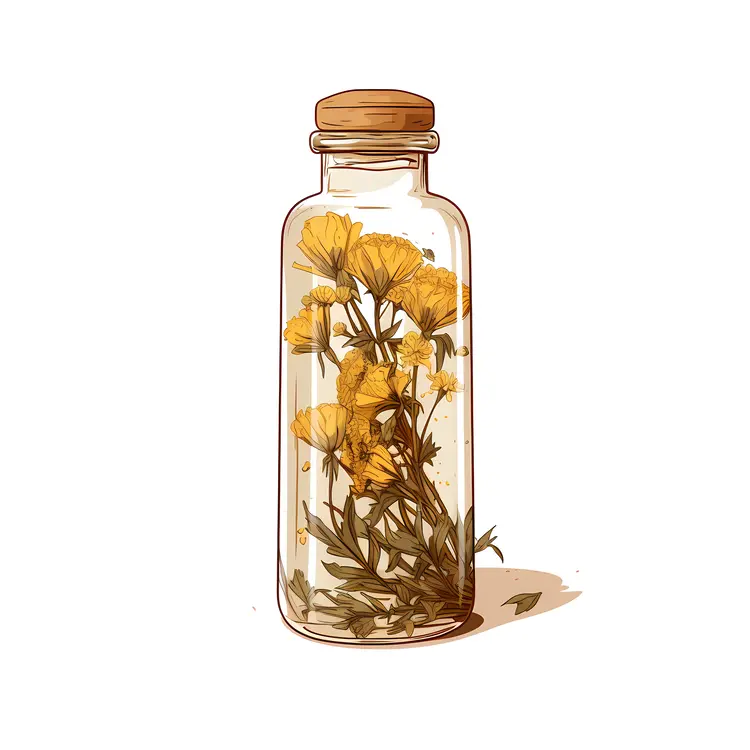 Yellow Flowers in a Glass Jar