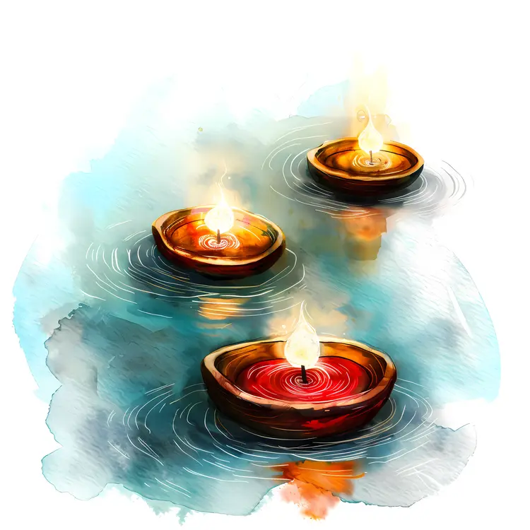 Floating candles in a calm water