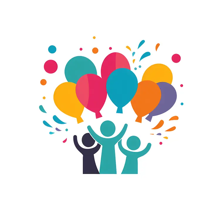 Colorful Balloons and People Celebrating