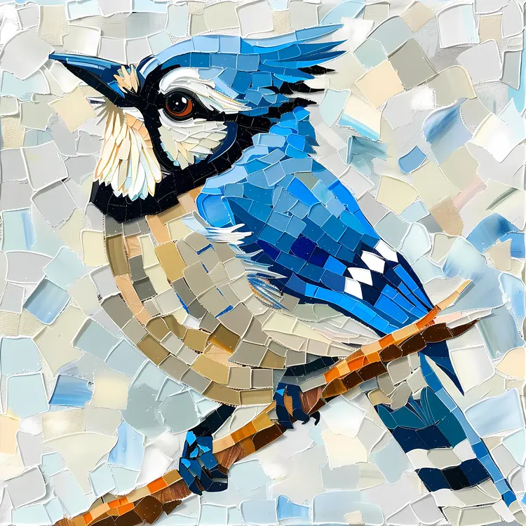 Blue Jay Mosaic Illustration