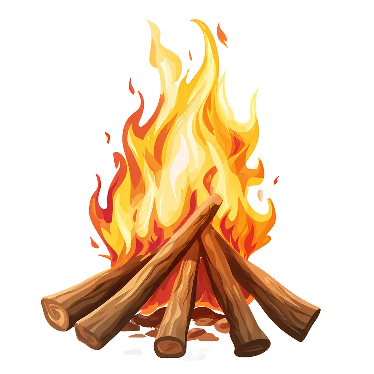 Blazing Campfire with Logs