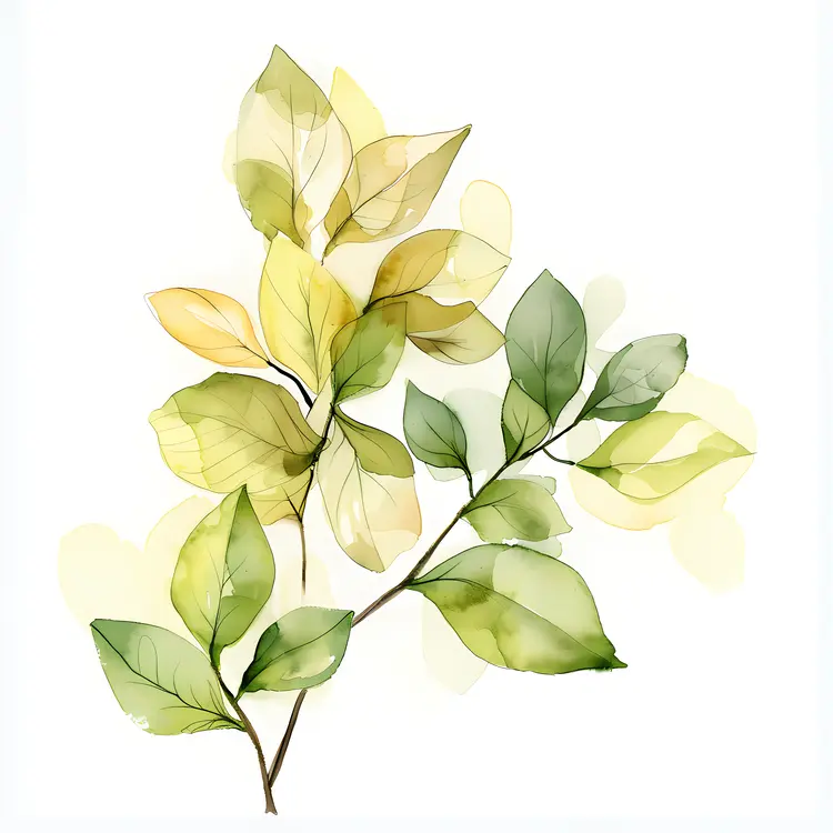 Green and Yellow Leaves on a Branch