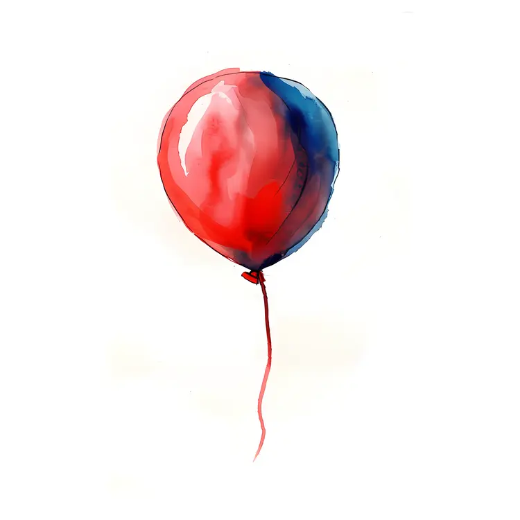 Red and Blue Balloon with String