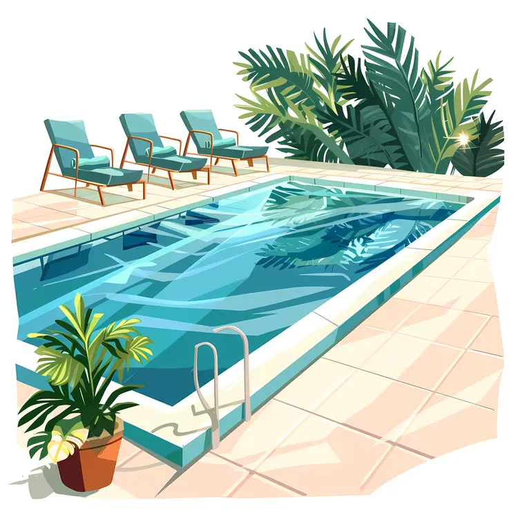 Swimming Pool with Lounge Chairs