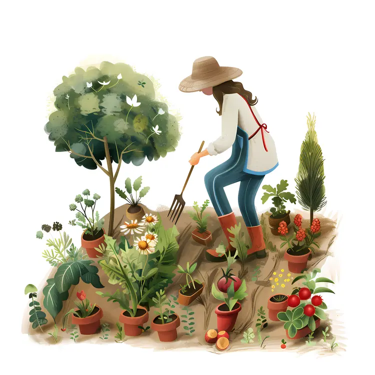 Gardener Working in the Garden