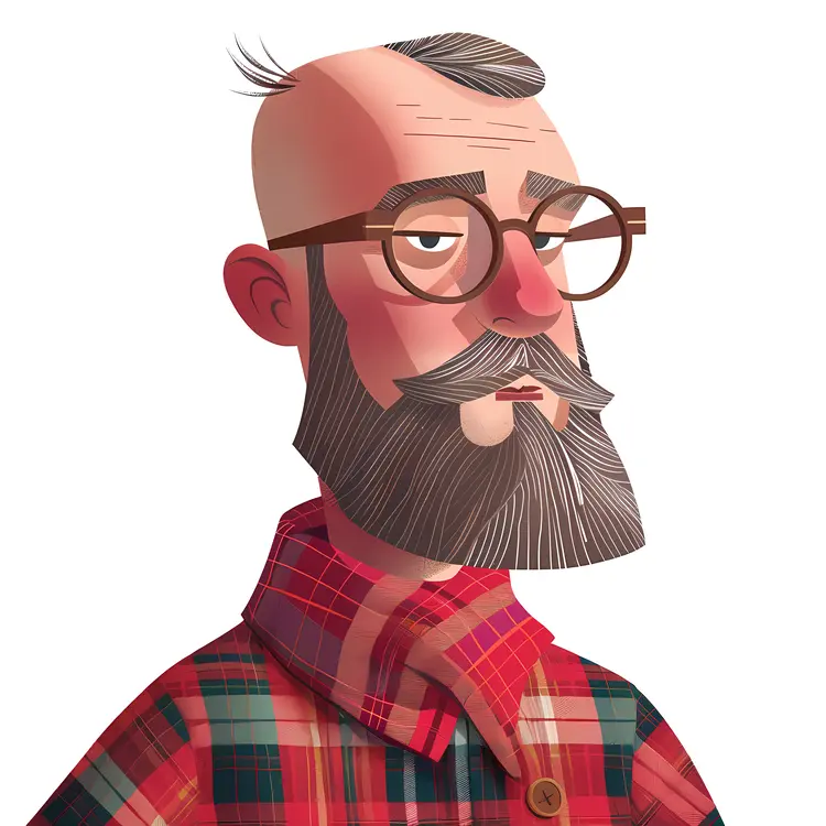 Man with Glasses in Plaid Shirt Illustration