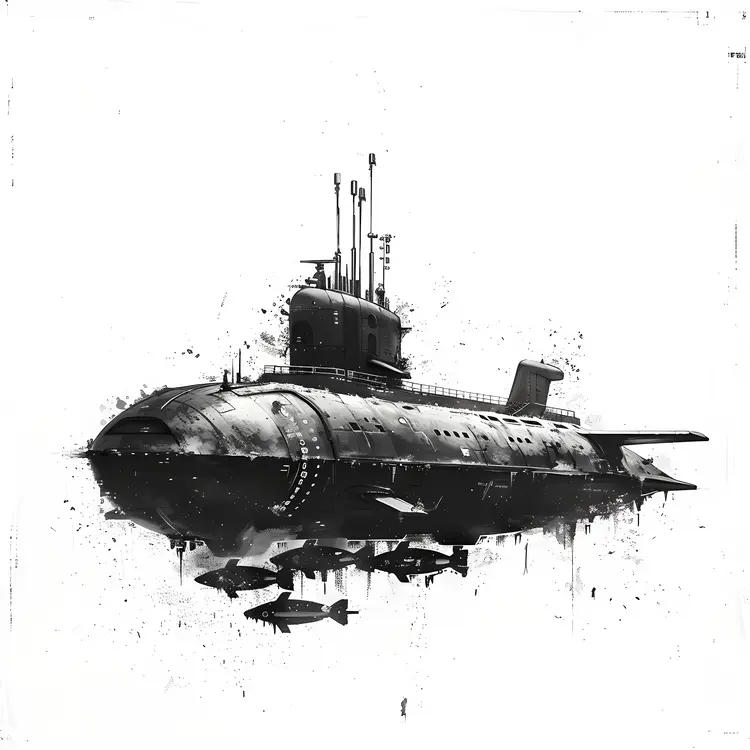 Realistic Black Submarine