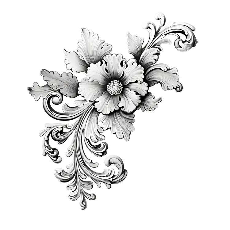 Elegant Black and White Floral Design