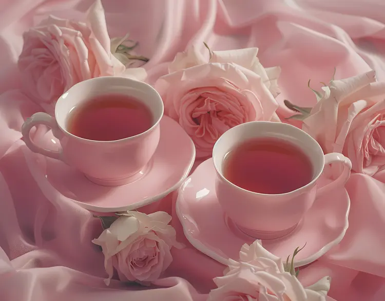 Elegant Pink Teacups with Roses