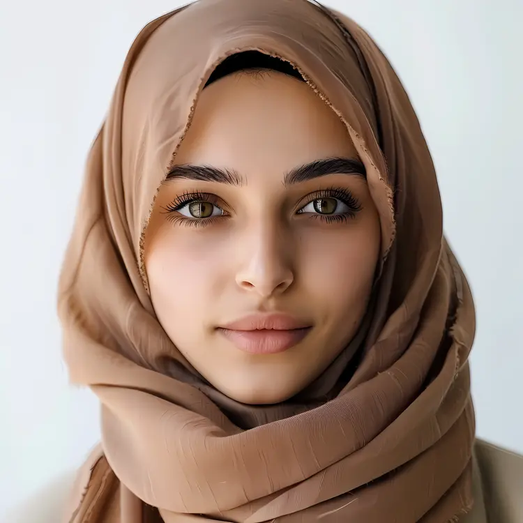 Woman in Brown Hijab
