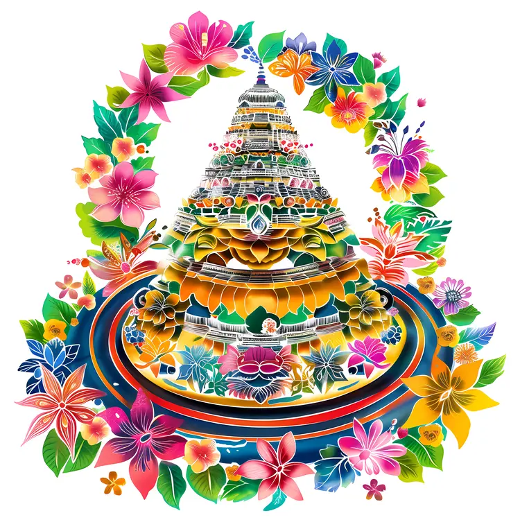 Colorful Decorative Tower with Flowers