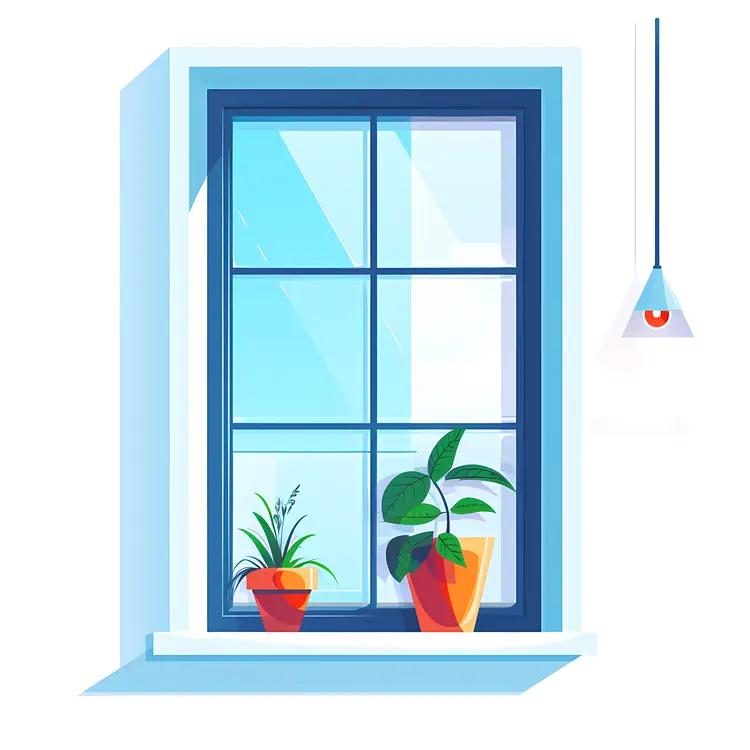 Bright Window with Potted Plants