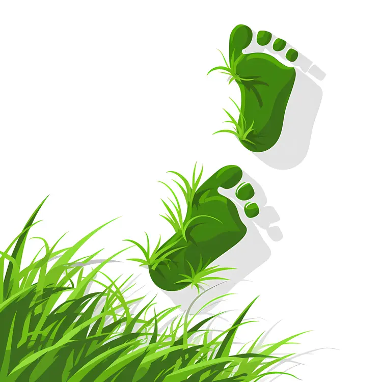 Green Footprints with Grass