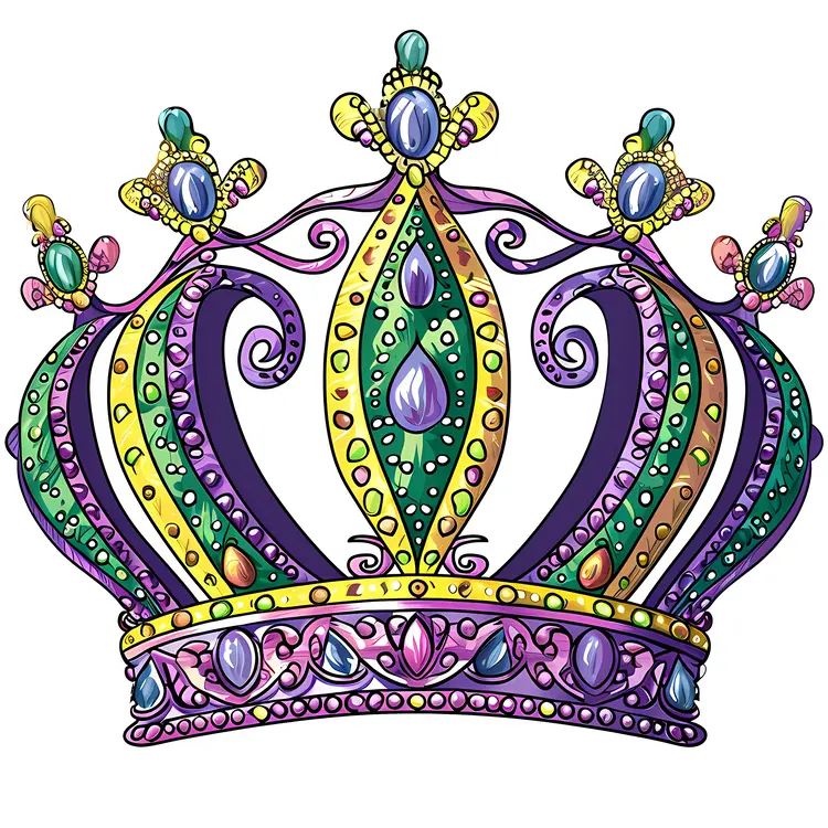 Colorful Crown with Green and Purple Jewels
